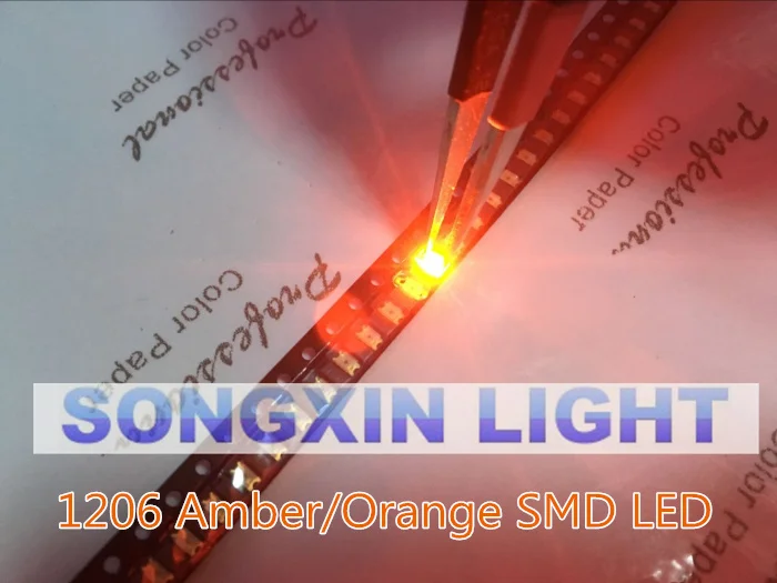 200 шт. оранжевые/Янтарные 1206 SMD SMT супер яркие светодиодные лампы светильник