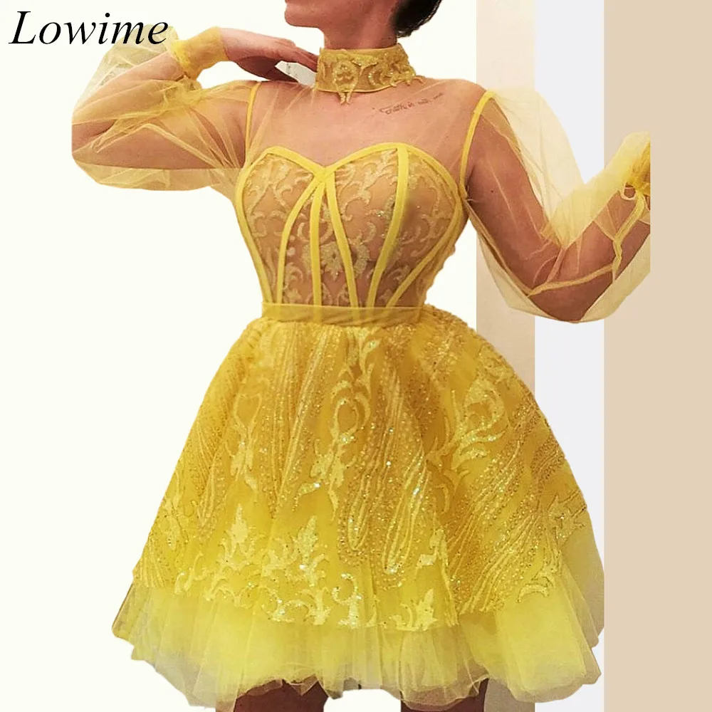 2019 желтые приблизительные Официальные Вечерние платья с длинным рукавом и