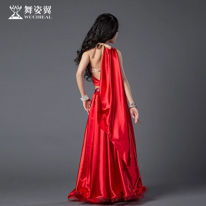 Rhinestone Spandex satin Belly dance Bra Placketing long Skirt 2pcs set for little girl/children costume performance wears RT201 |