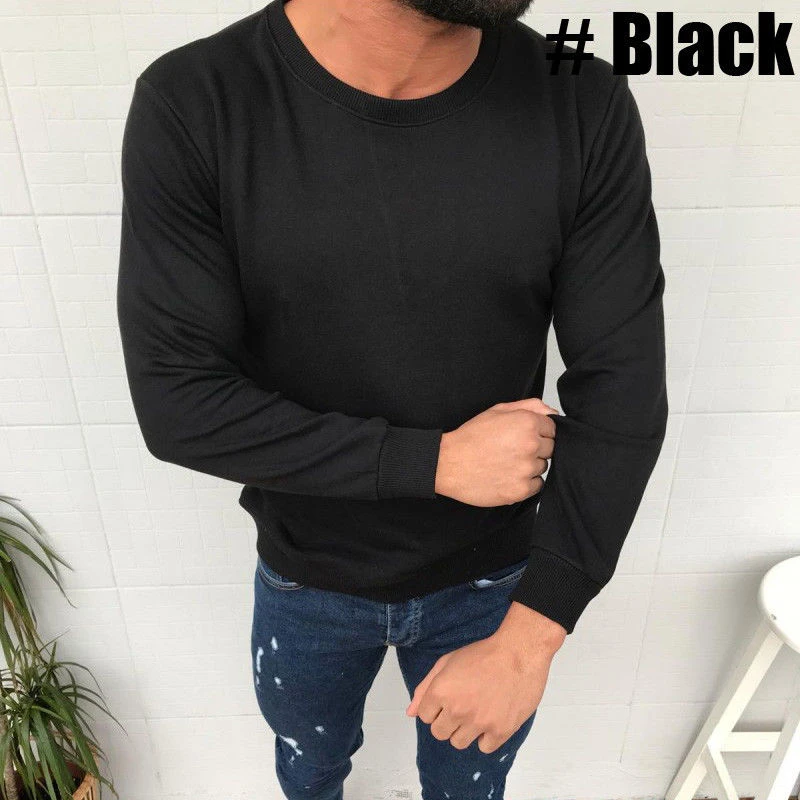Мужская облегающая футболка с длинным рукавом черная/белая Повседневная вырезом