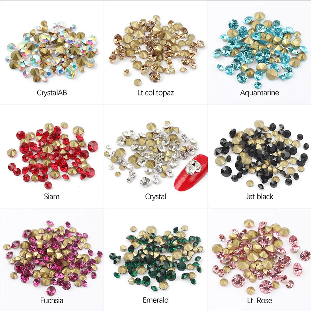 

New Round Conical 100pcs Nail Art Rhinestone Super Flash Glass Crystal DIY 3D for Clothing Bags Nail Decorations