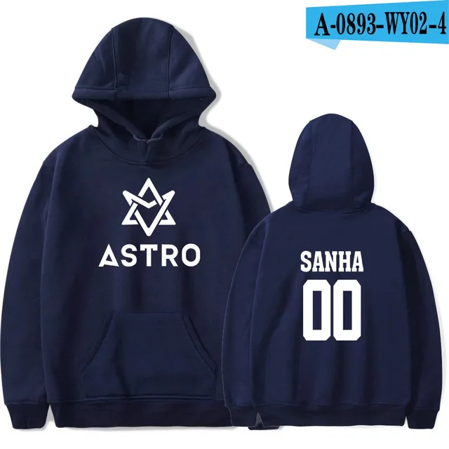 navy blue Kpop Астро звезда Группа печатных толстовки Moletom Harajuku Толстовка пуловер, худи в повседневном стиле куртка в уличном стиле Мужская/женская одежда - Цвет: navy blue