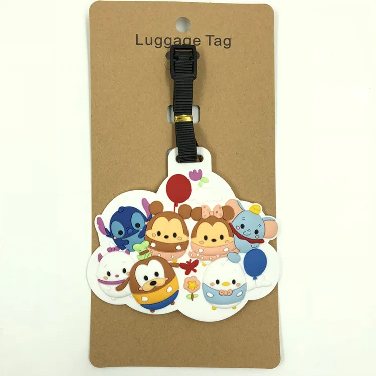 Квадратные дорожные аксессуары TSUM багажные бирки силикагель чемодан ID Addres держатели Микки Минни багажные посадочные бирки к багажу