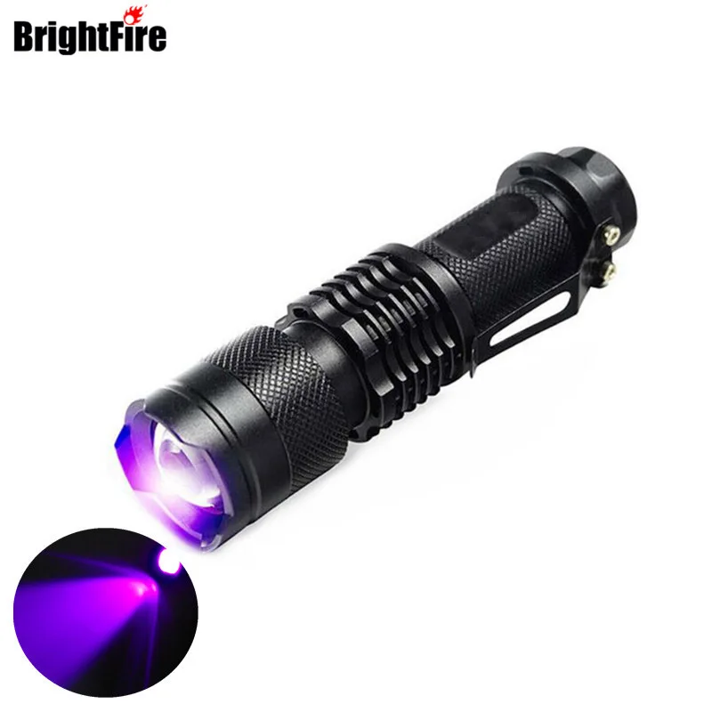 BrightFire Mini Aluminum Zoomable Portable UV Flashlight Violet Light LED Torch | Освещение