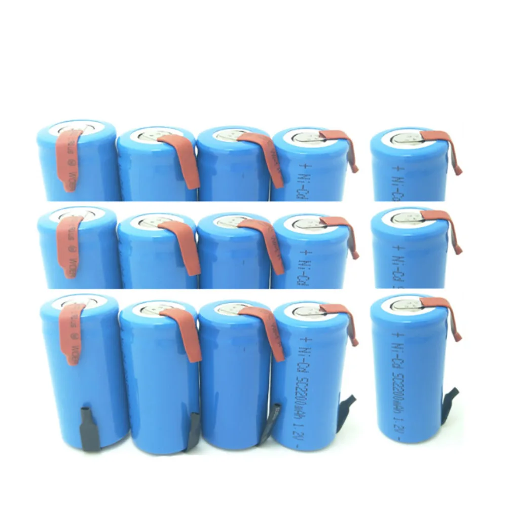 SC аккумуляторная батарея 1,2 V 2200mAh NI-CD для электрической дрели SUBC батарея для отвертки с вкладкой 15 штук в комплекте