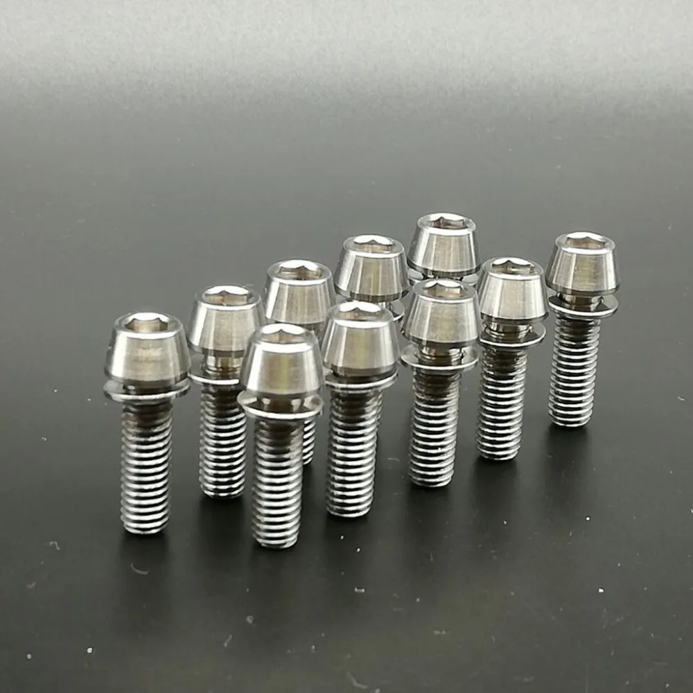 

10pcs M6x20mm Titanium Ti Bolt Taper Allen Head With Titanium Washers