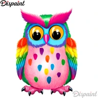 dispaint full squareround drill 5d diy diamond painting colored owl scenery embroidery cross stitch 5d home decor a12569