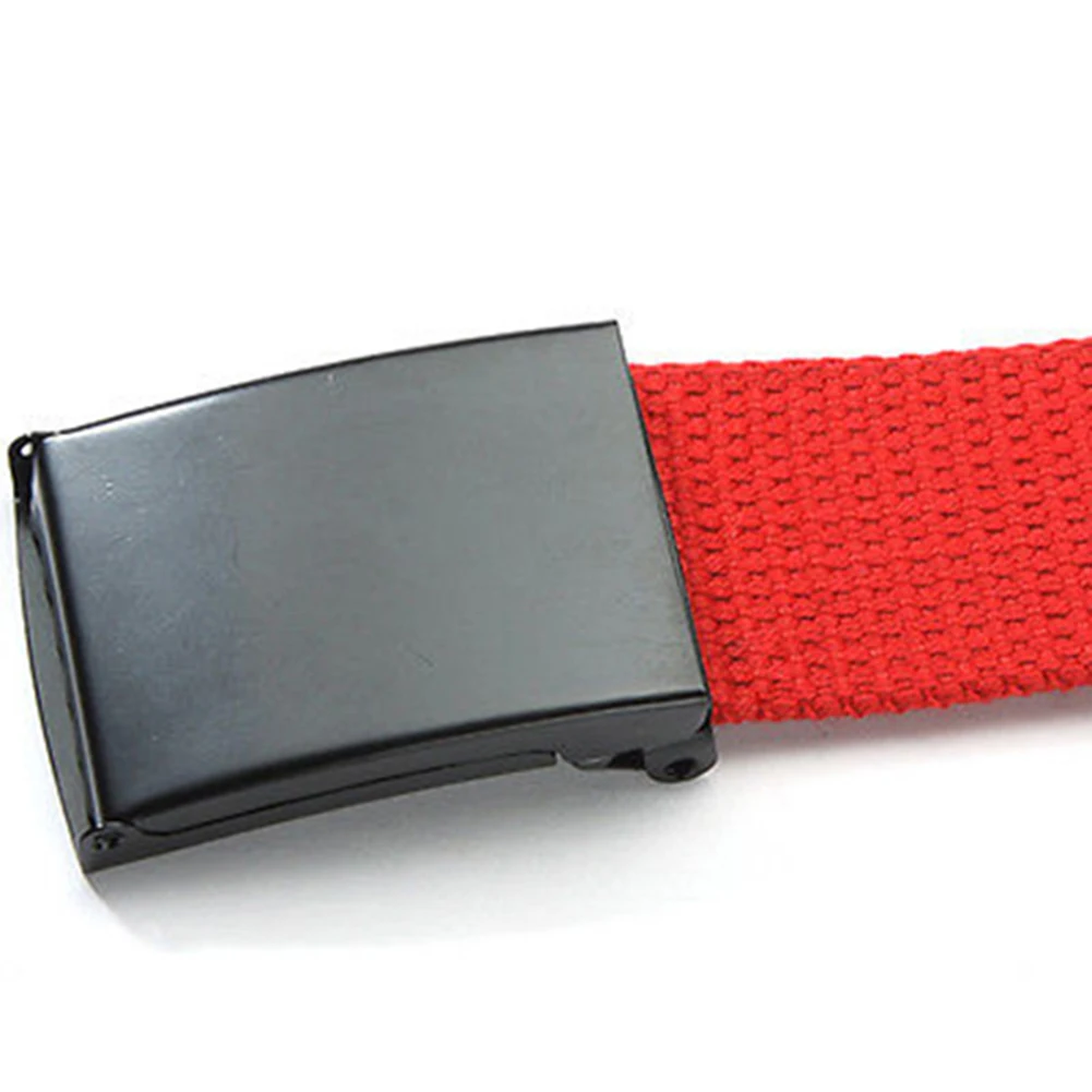 

Newest Unisex Casual Solid Color Webbing Canvas Waist Belt Automatic Buckle Waistband