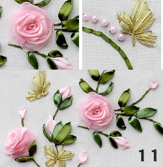 Роза Цветок Любовь шелк искусственная арабская цифра часы ручная работа Вышивка