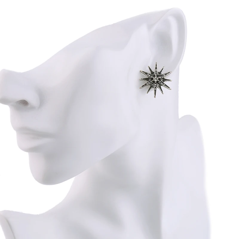 Антикварные ювелирные изделия серебряный цвет Snowflower серьги гвоздики для женщин