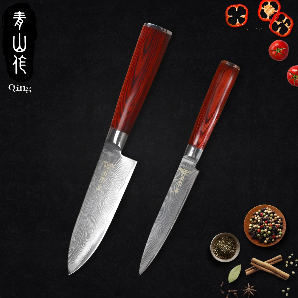 Цин принадлежности для шеф повара наборы ножей японский 67 Слои VG10 Дамасская
