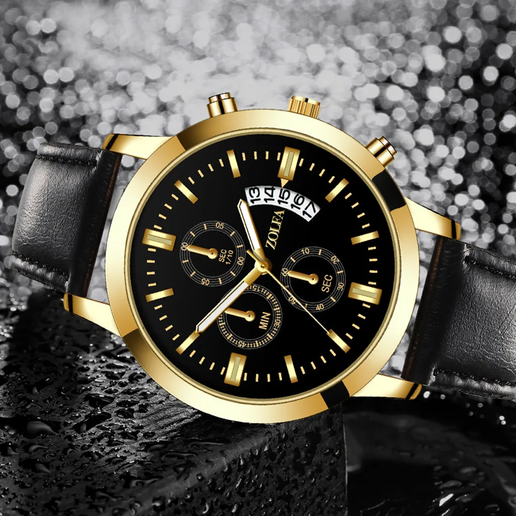 Роскошные Кварцевые часы для мужчин циферблат из нержавеющей стали черный