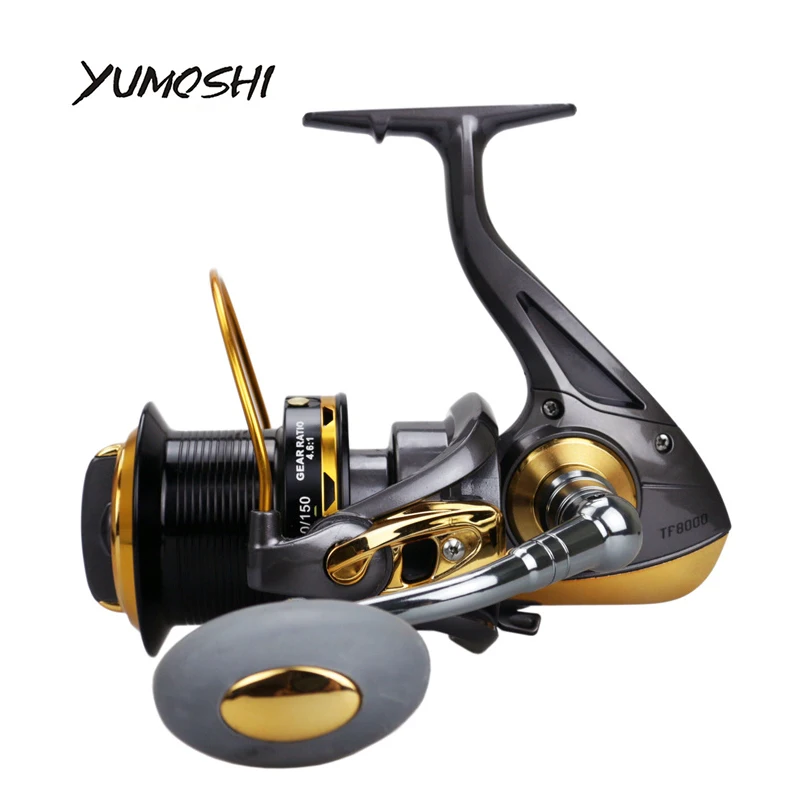 YUMOSHI 13BB Рыболовная катушка 4 1: 1 удаленное колесо металл ЧПУ рокер прочность