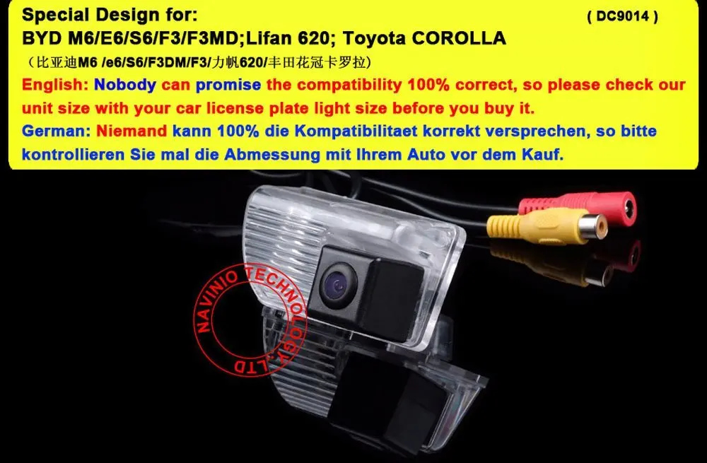 Для Toyota Corolla EX камера заднего вида обратная связь для GPS DVBT радио NTSC 170 градусов