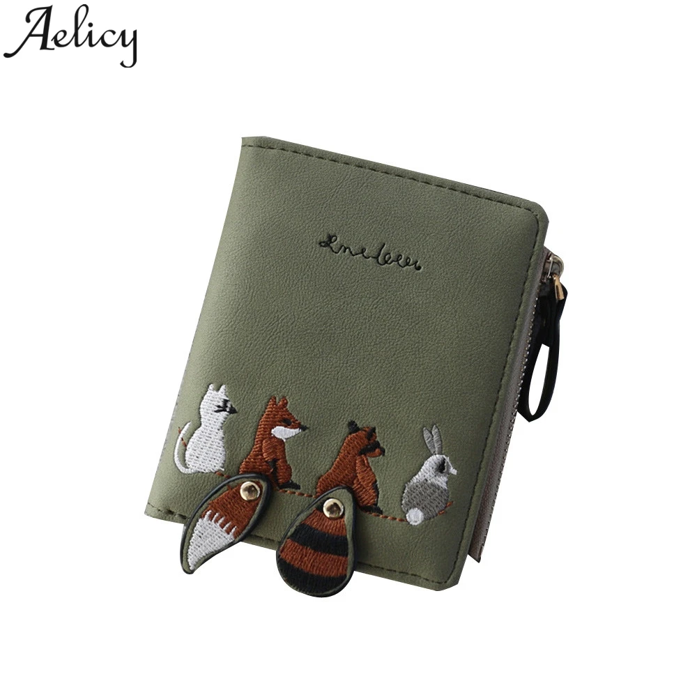 Aelicy 2019 дизайнерские женские кошельки на молнии с лисьим рисунком кошелек для