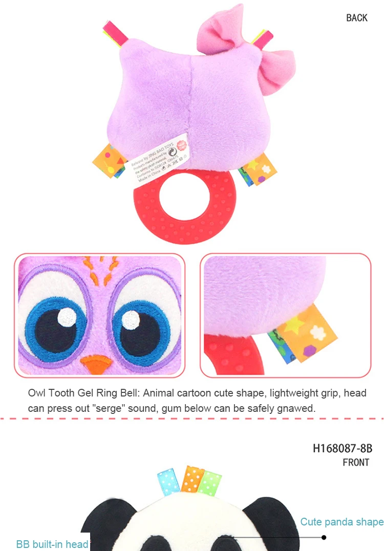Baby Infant Plush Rattle Stuffed Toy Hand Grasp Teethers Cute Animal Handbell Ring Newborns Early Development Boys Girls Gift