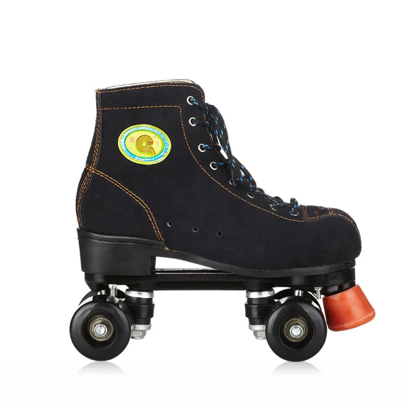 Japy Skate Double Roller Skates Genuine Leather Two Line Patines Men's Patins Adulto Black Adult Skating Shoe | Спорт и
