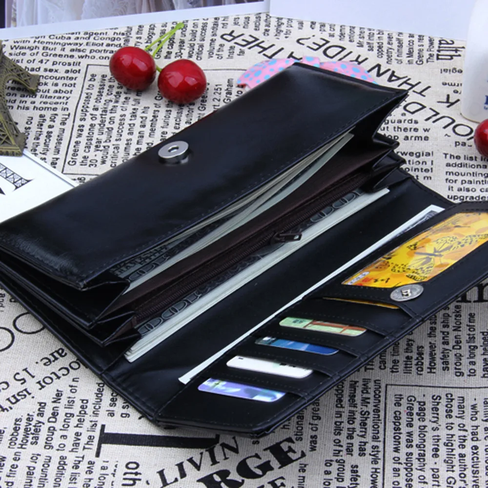 Модный женский кошелек из искусственной кожи однотонный с отделением для