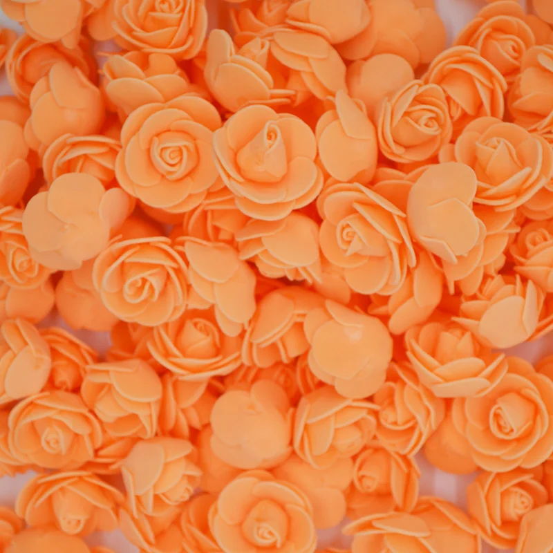 orange 3 см ПЭ пена искусственный цветок 100 шт. плюшевый мишка поддельная Роза голова для дома свадебное украшение цветок Скрапбукинг венок цветок - Цвет: orange