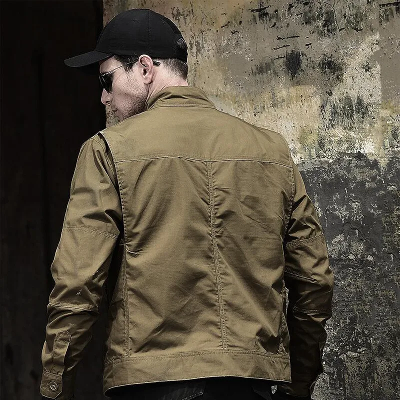 Мужская Осенняя тактическая куртка-пилот облегающее пальто в стиле милитари