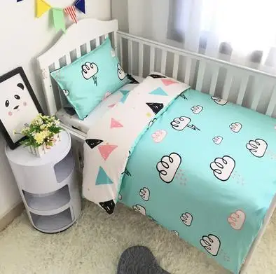 3pcs Детский комплект постельного белья из хлопка с мультяшным рисунком, детское постельное белье, пододеяльник, детская кровать, плоский лист, наволочка для новорожденного, декор детской комнаты, комплект детской кровати - Цвет: 3pcs
