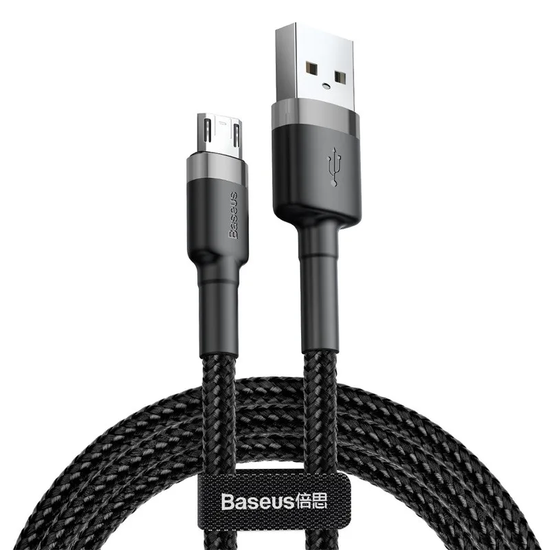 Темно-серый Baseus 2.4A Micro USB кабель Быстрая зарядка USB кабель для передачи данных для Android мобильного телефона usb зарядный шнур для samsung Xiaomi huawei - Цвет: Темно-серый