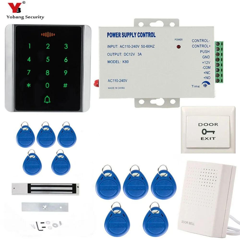 Yobang двери Система контроля доступа комплект RFID Card Reader водостойкий сенсорной клавиатурой Электрический магнитный дверной замок+ кнопка выхода