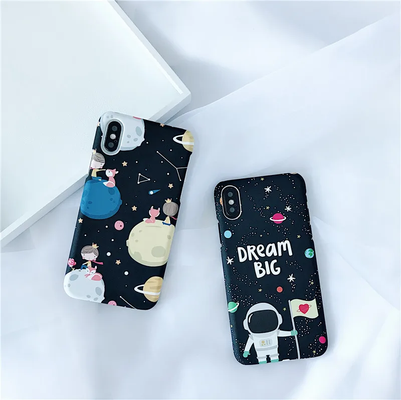 Мультфильм дирижабль, астронавт, Звезды Луна Чехол для iphone 8, 8 Plus, X XR XS Макс более жесткий чехол для телефона из поликарбоната с чехол s для iphone 7 7Plus 6 6S plus