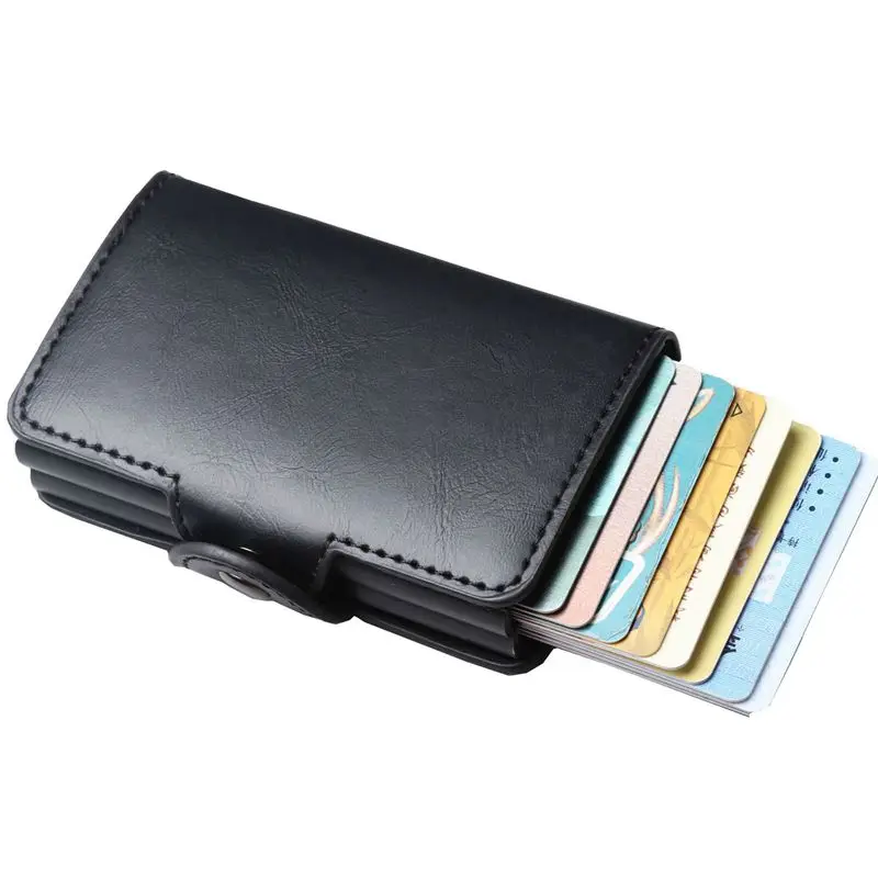 RFID алюминиевые двойные коробки, кредитный держатель для карт, визитная карточка, чехол, углеродное волокно, металл, алюминий, модный кошелек для карт