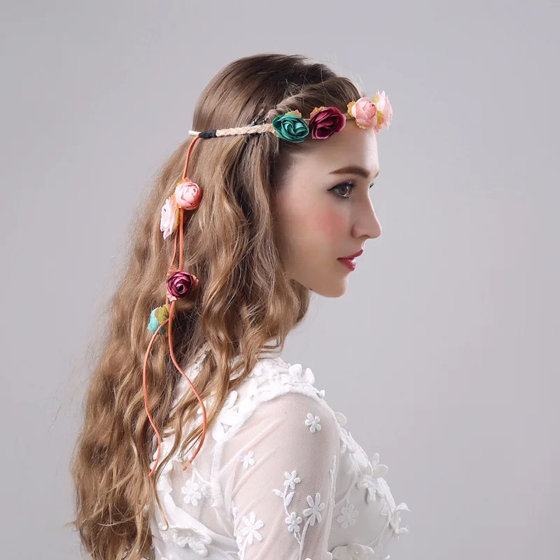 1 шт. богемная разноцветная гирлянда с цветком камелии Женская корона