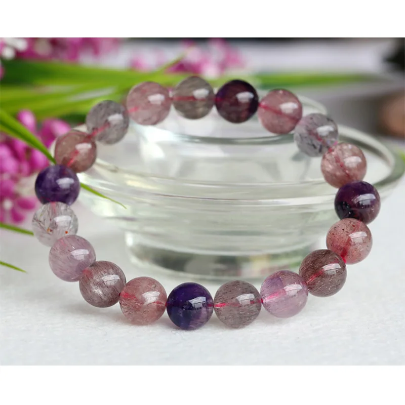 

Wholesale Natural Genuine Multi Colors Mix Super Seven 7 Finish Stretch Bracelet Round Beads Melody Stone 10mm