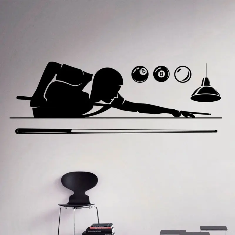 Billiard Pool Wall Decal Poolroom Hobby Vinyl Sticker Sport Art Decor Home Interior Removable posters on the wall Wallpaper Z311 | Дом и сад