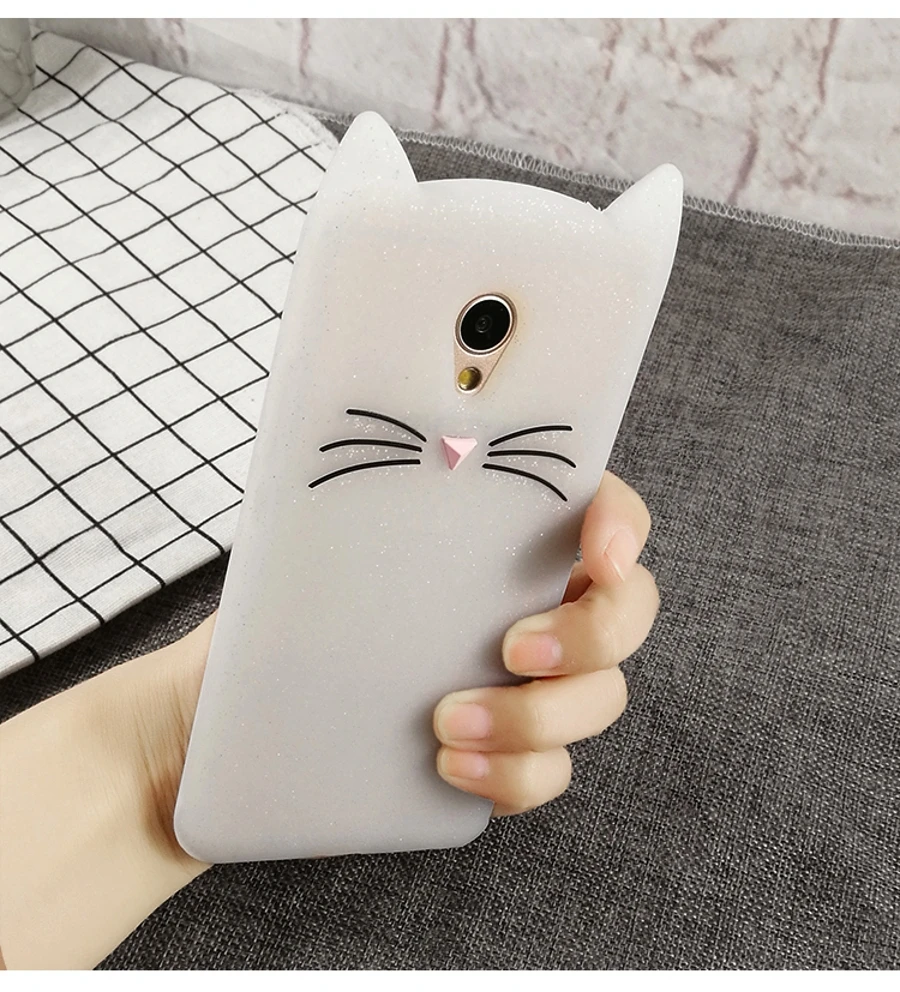 Милые 3D мультфильм борода кошка Китти блеск чехол для телефона для Meizu M6s mblu S6 M5C M5s M3 M5 M6 Примечание Мягкий силиконовый чехол Fundas Coque