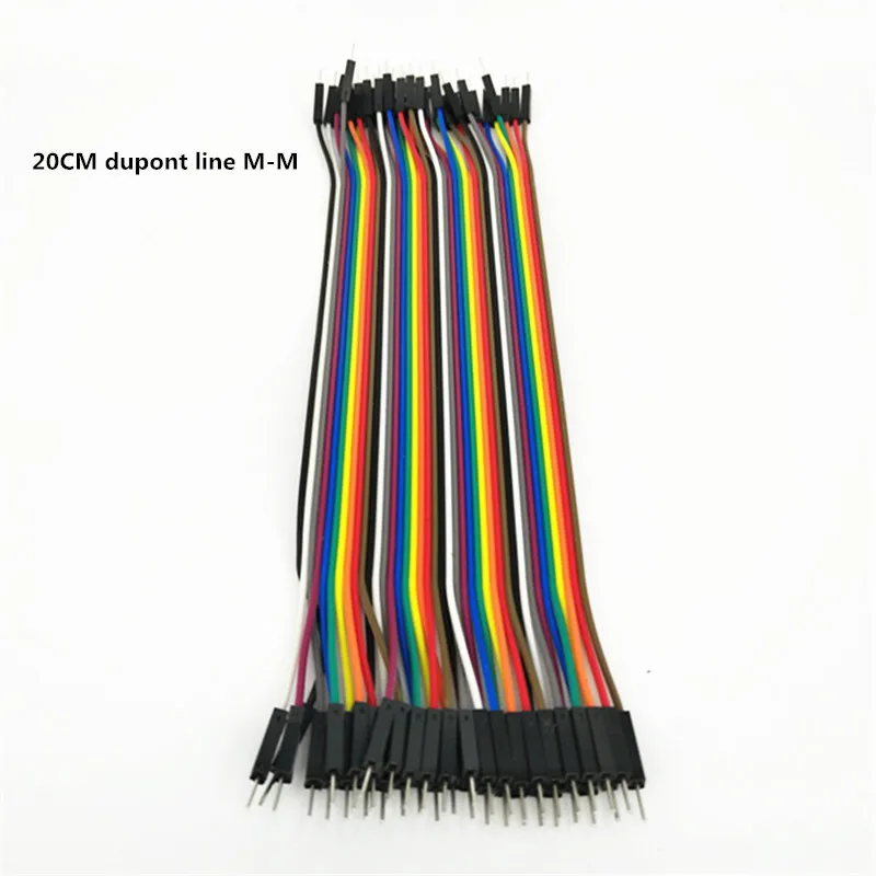 40 шт. 20 см кабель Dupont line male to M-M 1 P-1 P расстояние 2 54 мм для DIY макетной платы arduino |