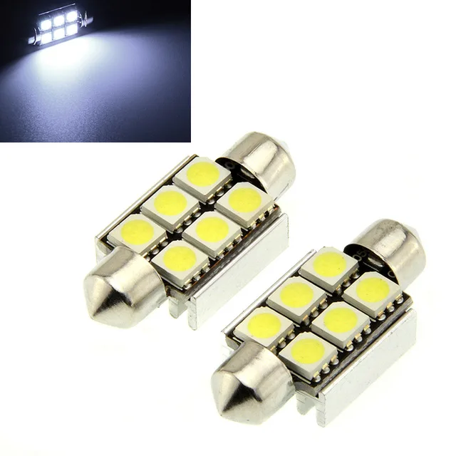 2X Canbus гирлянда 36 мм Гирлянда 6 SMD 5050 CANBUS Купол Автомобилей Чтение номерного знака