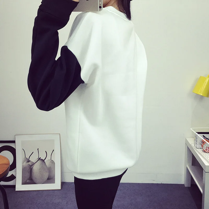 2017 Толстовки Для женщин рисунком панды с круглым вырезом и длинными рукавами