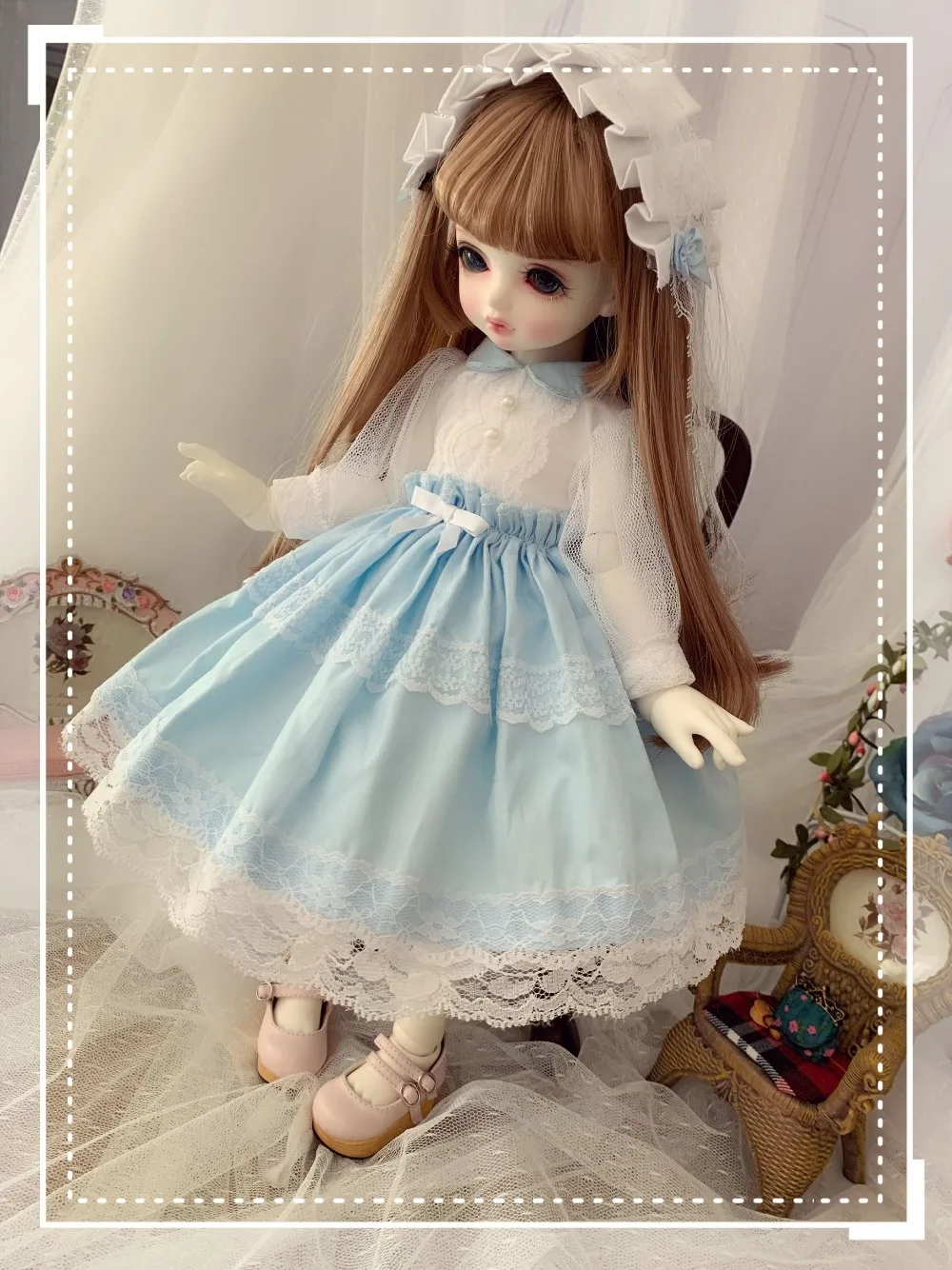 Одежда для кукол Blyth синее платье костюм+ повязка для волос для 1/6 1/4 BJD SD кукла 1/6 Blyth аксессуары для кукол