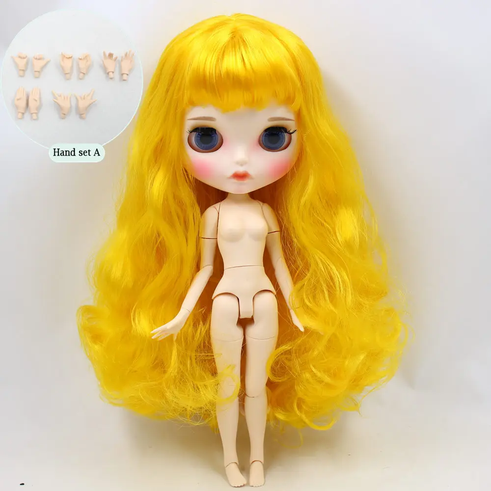 Ледяной обнаженный Blyth кукла No. BL3038 желтые волосы резные губы матовые индивидуальные лица соединение тела 1/6 bjd - Цвет: like the picture