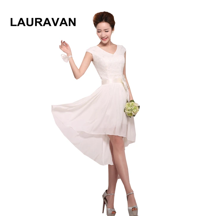 Платье цвета слоновой кости с v-образным вырезом короткое спереди длинное черное