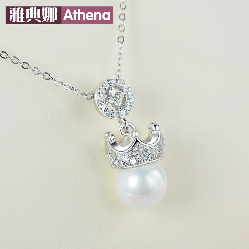 

Sweet temperament pearl crown pendant necklace short paragraph clavicle876