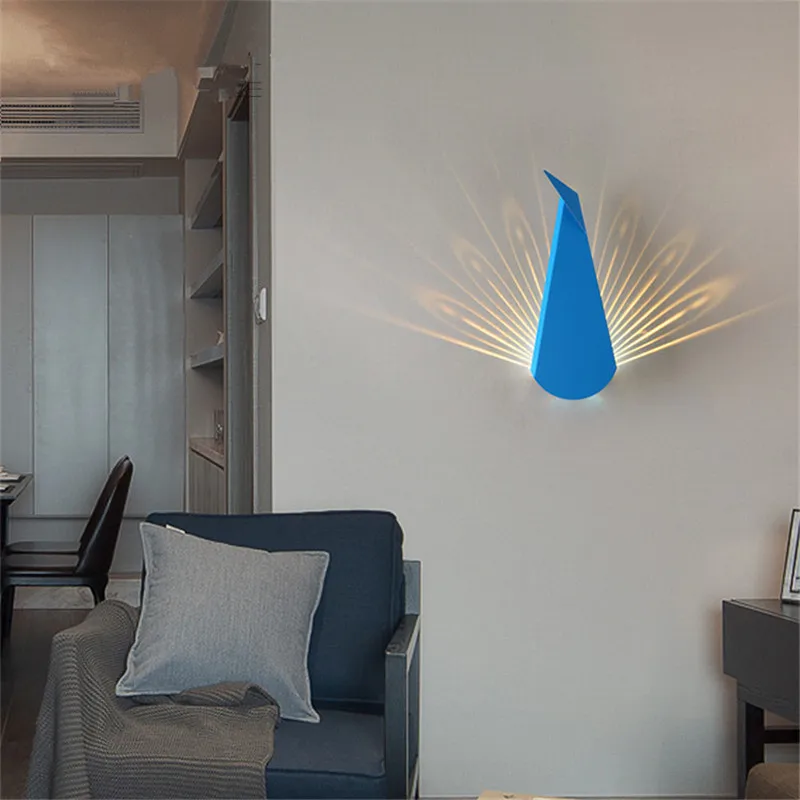 

Nordic creative wall lamp living room bedroom bedside led wall sconce corridor aisle peacock wall light fitting Home Decor Light