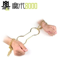 chain shackle escape amazing magic tricks handcuffs stage props golden sliver accessories 2 locks included