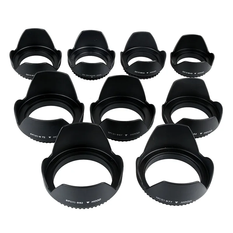 

10 Pieces Camera Lens Hood 49/52/55/58/62/67/72/77/82mm Thread Mount for Canon Nikon Sony Pentax Tamron Sigma Lens