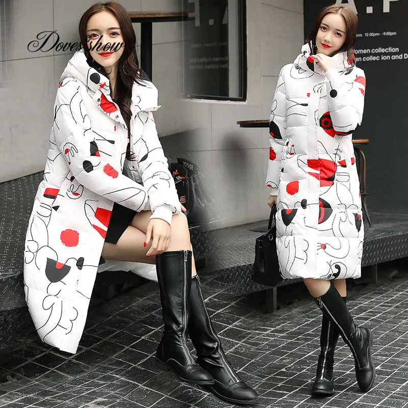 Hooded Colorful Winter Down Coat Jacket Long Warm Women Casaco Feminino Abrigos Mujer Invierno Parkas Outwear Coats Ru50 - Цвет: white