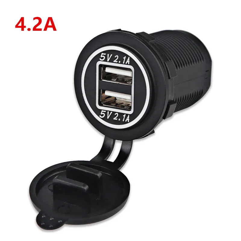 white 4.2A 2 порта Автомобильный 5 в 4.2A двойной USB прикуриватель адаптер питания Лодка Грузовик Авто USB зарядное устройство разъем для зарядки мотоцикла - Название цвета: white 4.2A
