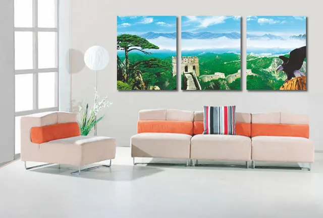 3 Панели Китай Великая стена пейзаж холст принты абстрактная картина украшение