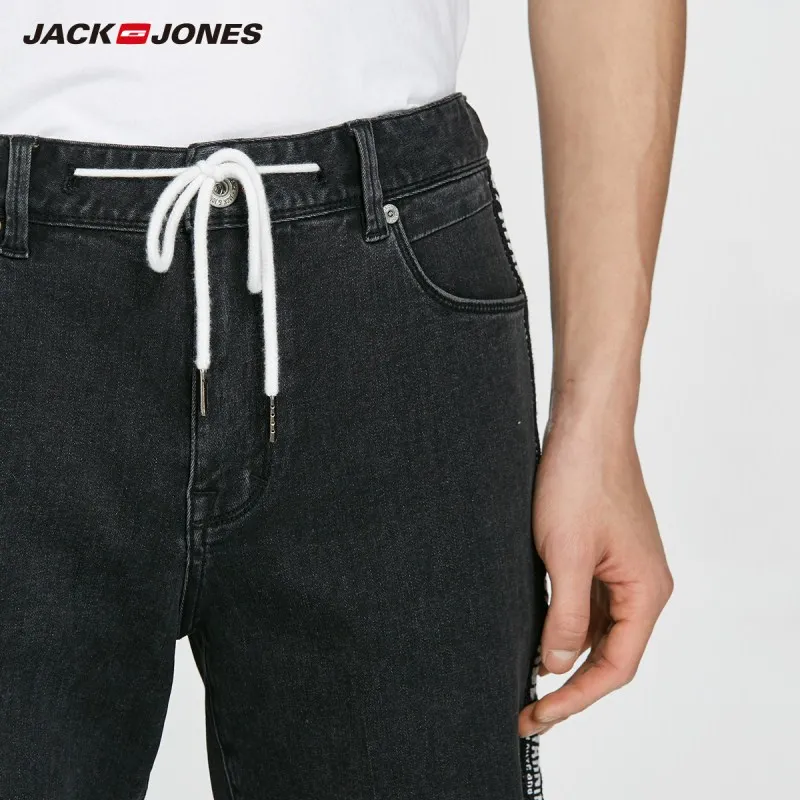 JackJones мужские эластичные облегающие черные джинсовые шорты с завязками и