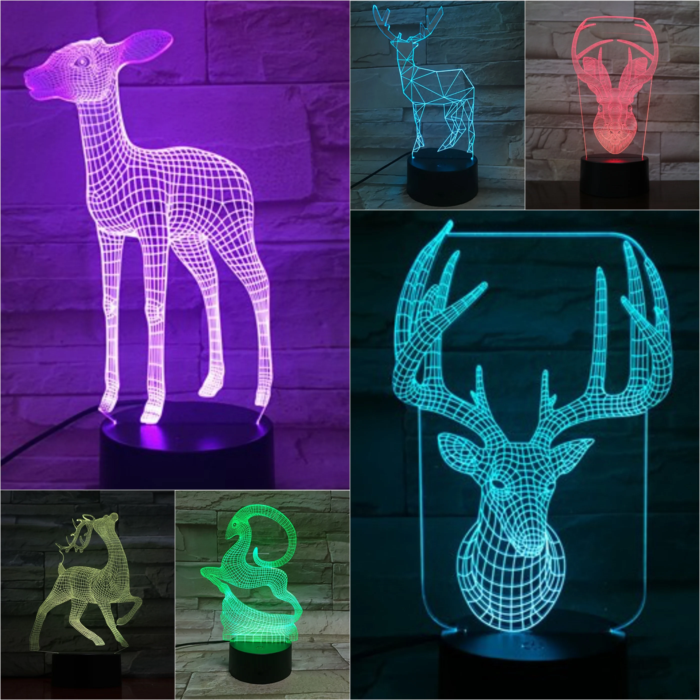 Рождественский олень настольная лампа спальня сенсорный датчик RGB олень декоративная 3D лампа Детский комплект подарок Sika олень ночной Светильник СВЕТОДИОДНЫЙ Лось