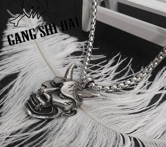 Титан Сталь маски для Hannya ожерелье с подвеской маской 24 дюймовая цепочка|necklace