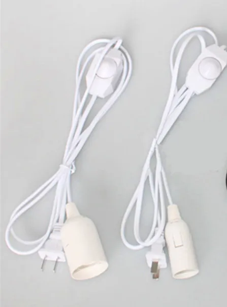 White with dimmable Цоколи E27 1,8 м диммер шнур питания с переключателем кабель с переключателем провода для настольной лампы люстры E14 патрон лампы 220 В 110 В - Цвет: White with dimmable
